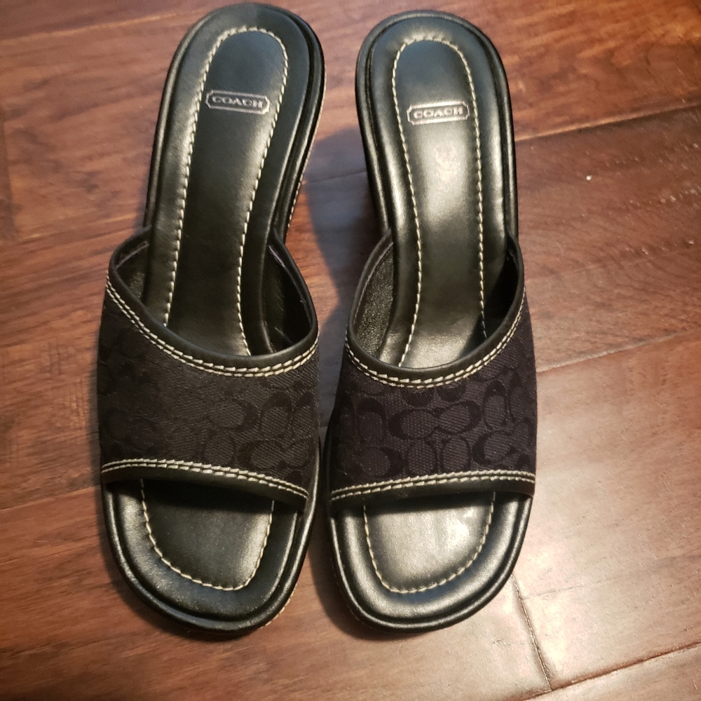Coach black wedges